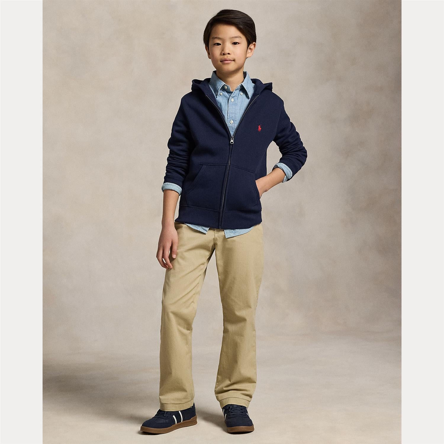 RALPH LAUREN 8-16År Full Zip Hoodie Mørkeblå