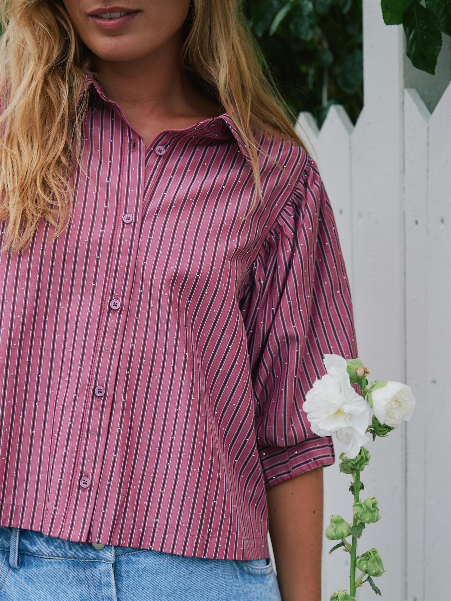 NEO NOIR Etta Soft Stripe Stone Shirt
