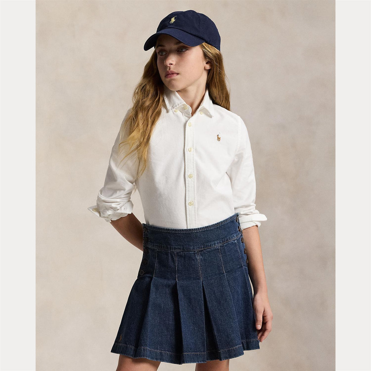 RALPH LAUREN 8-16År Classic Oxford Shirt,Girl Hvit
