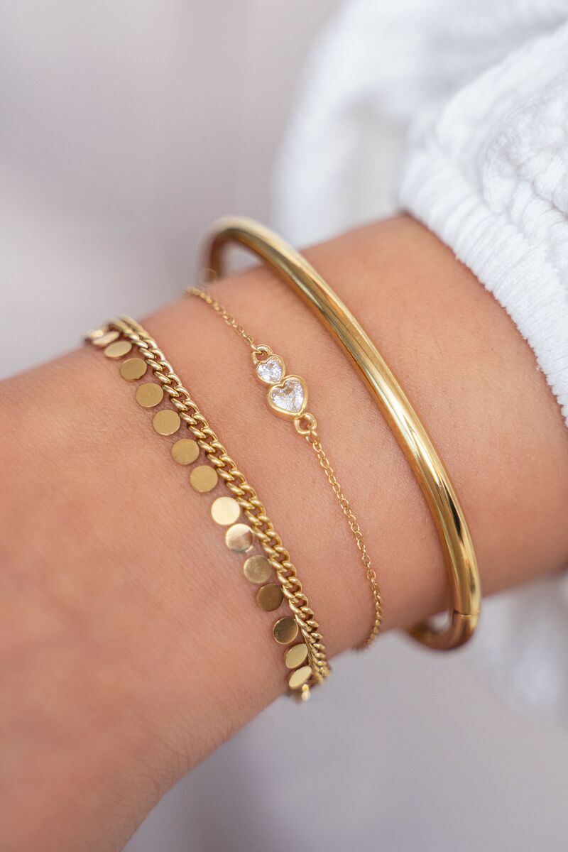 My Jewellery Double rhinestone heart bracelet Gull
