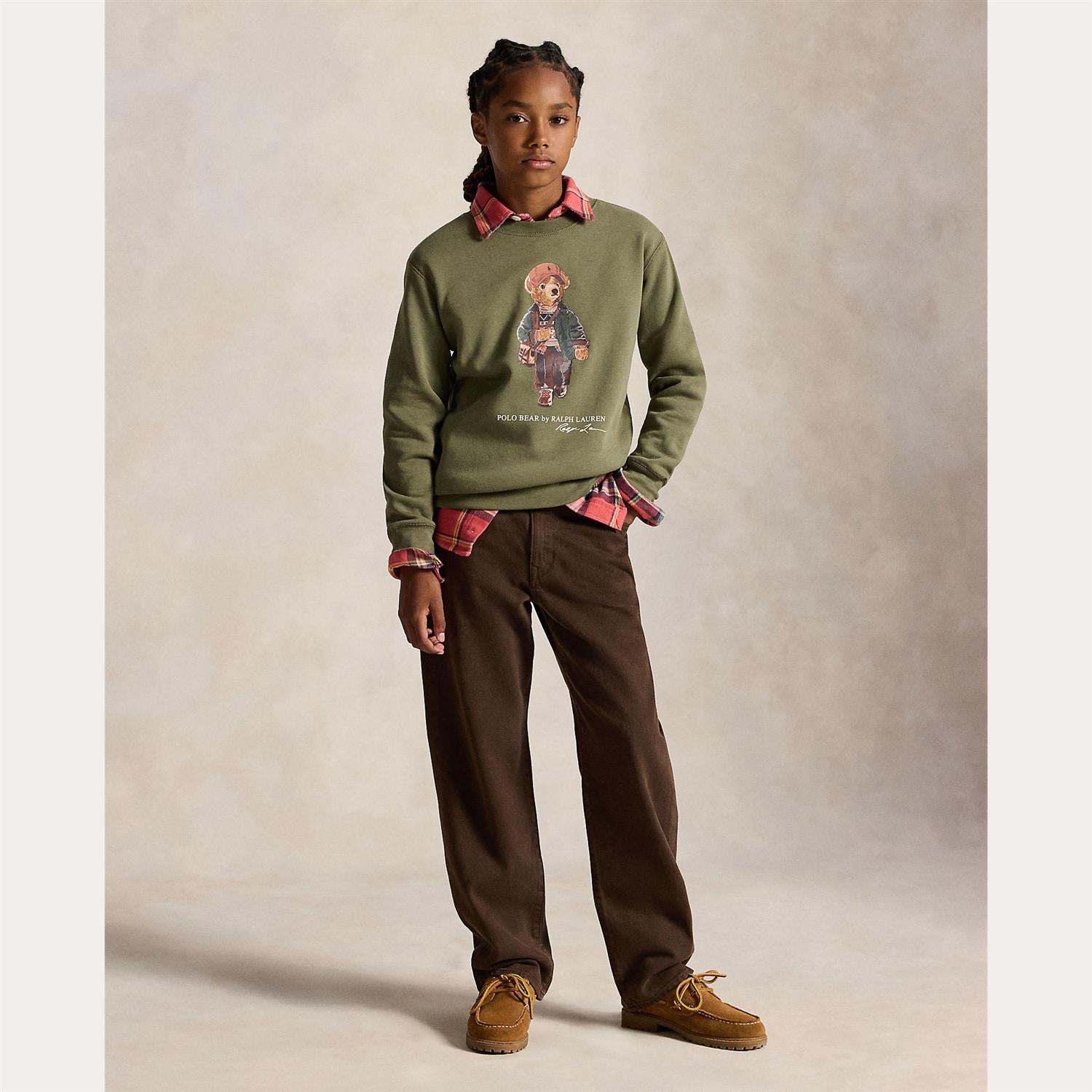 RALPH LAUREN 8-16År Polo Bear Sweatshirt Oliven