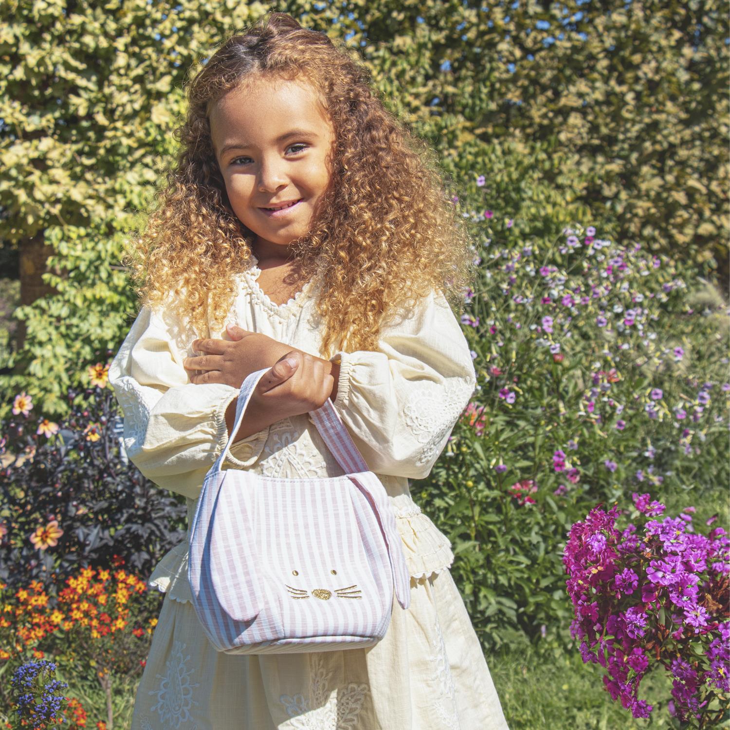 ROCKAHULA Kids Stripy Bunny Bucket Bag Lys Rosa