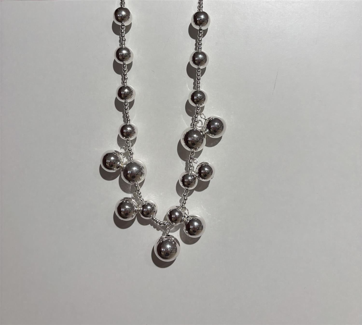 BOW 19 Bead Multi Necklace Silver