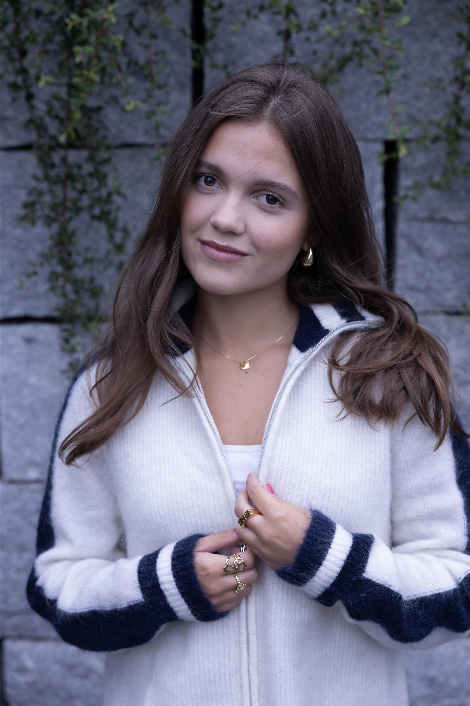 VILJE OG VE Lyra Mohair Jakke Offwhite M/Blå