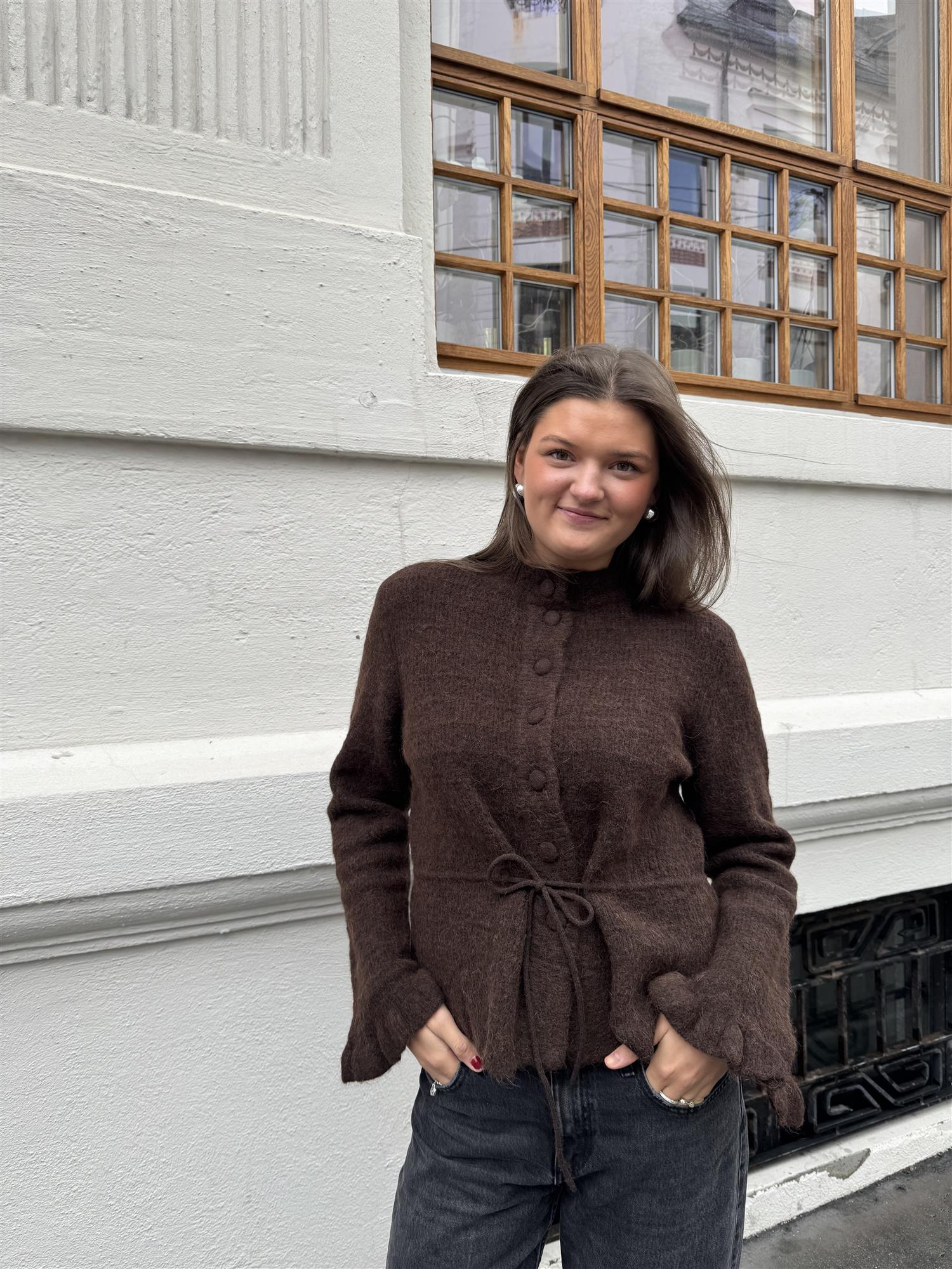 YAS Yasthellis Knit Cardigan Hot Fudge