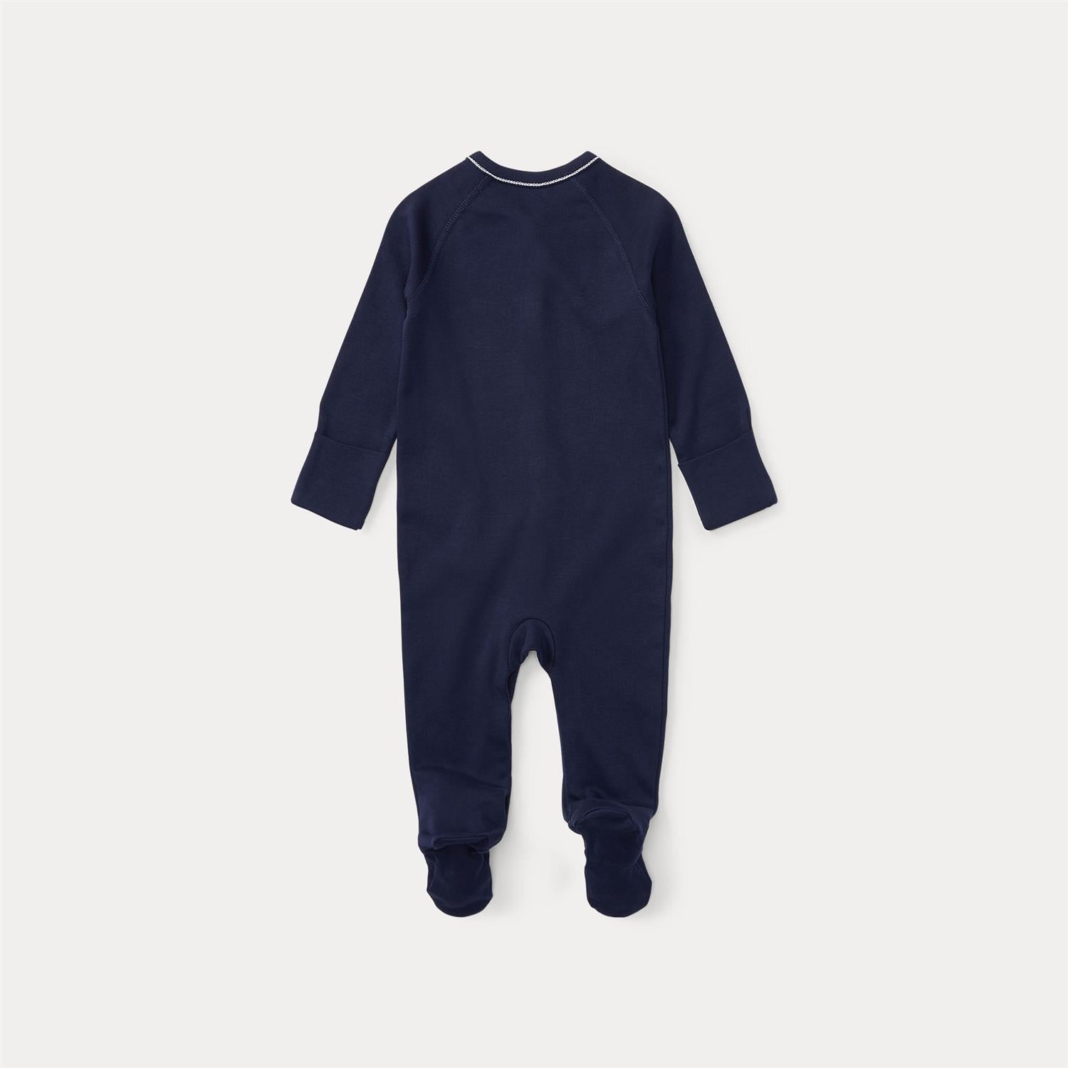 RALPH LAUREN Baby 0-24mnd. Solid Onepiece Coverall Mørkeblå