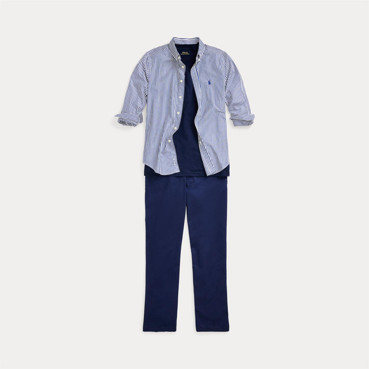 RALPH LAUREN 8-16År Striped Cotton Poplin Shirt Blå/Hvit