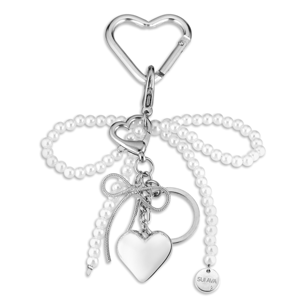SUI AVA Pearly bow bag charm Hvit/Sølv