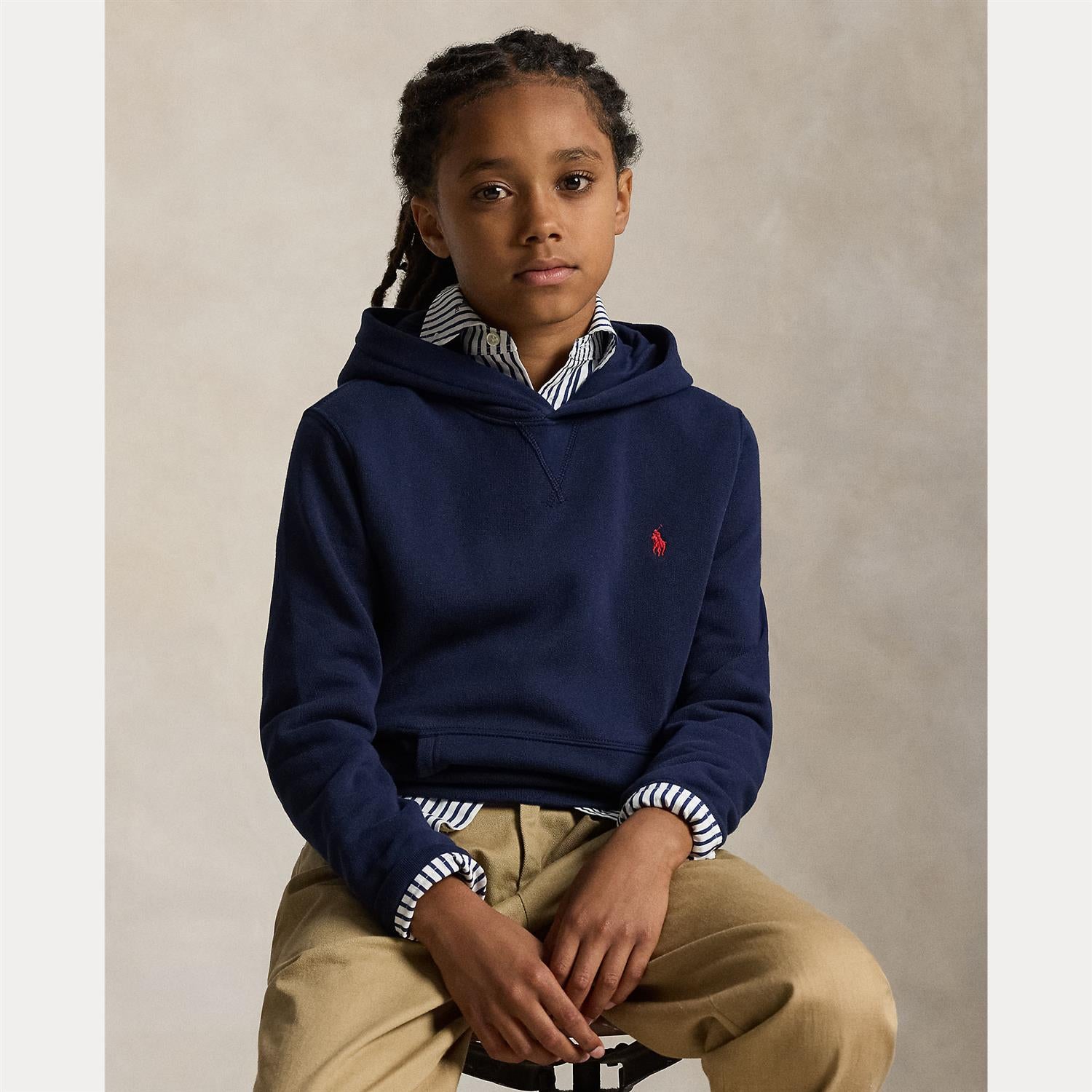 RALPH LAUREN 8-16År Hettegenser m/rød logo Mørkeblå