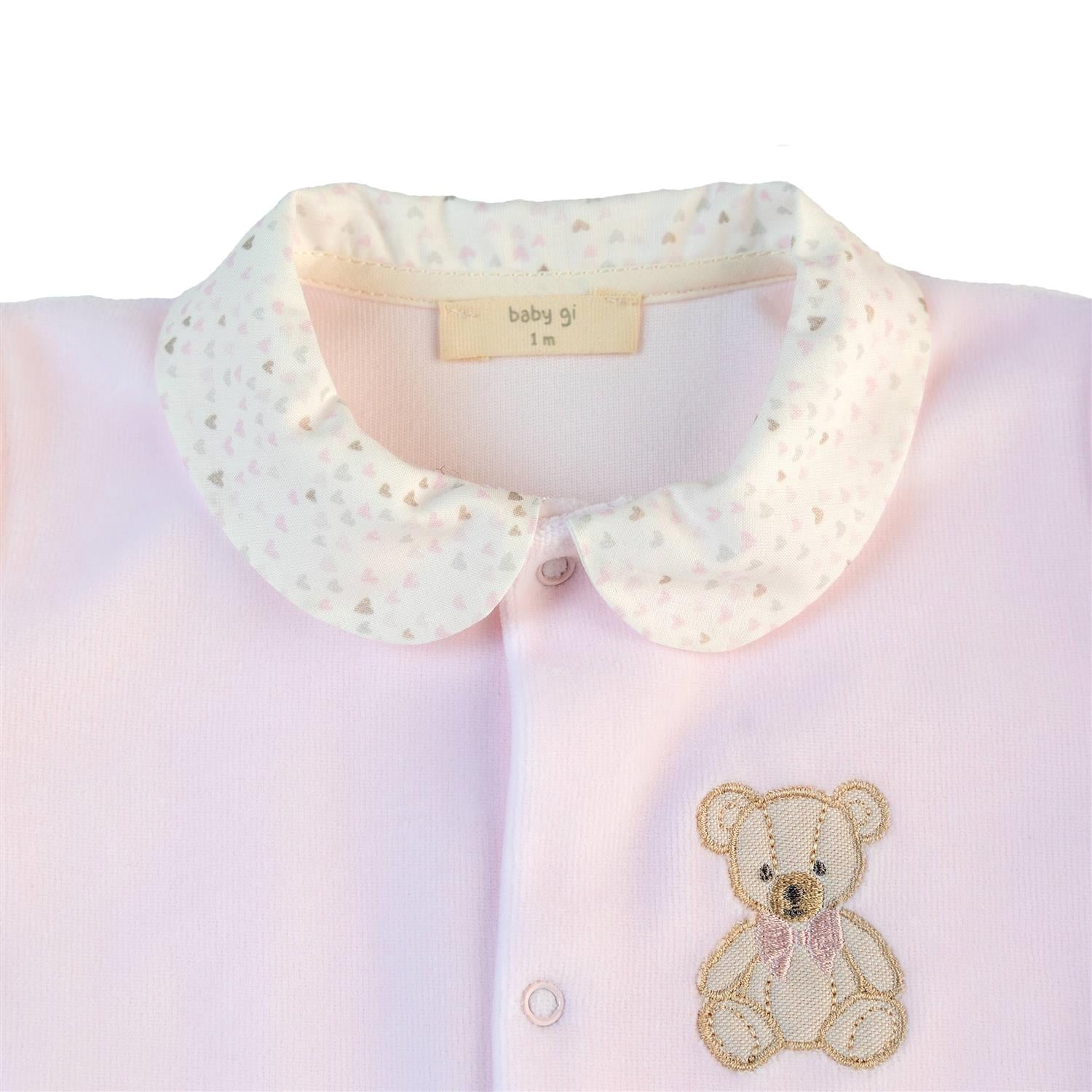 BABY GI Velourdress m/fot,Teddy Lys Rosa