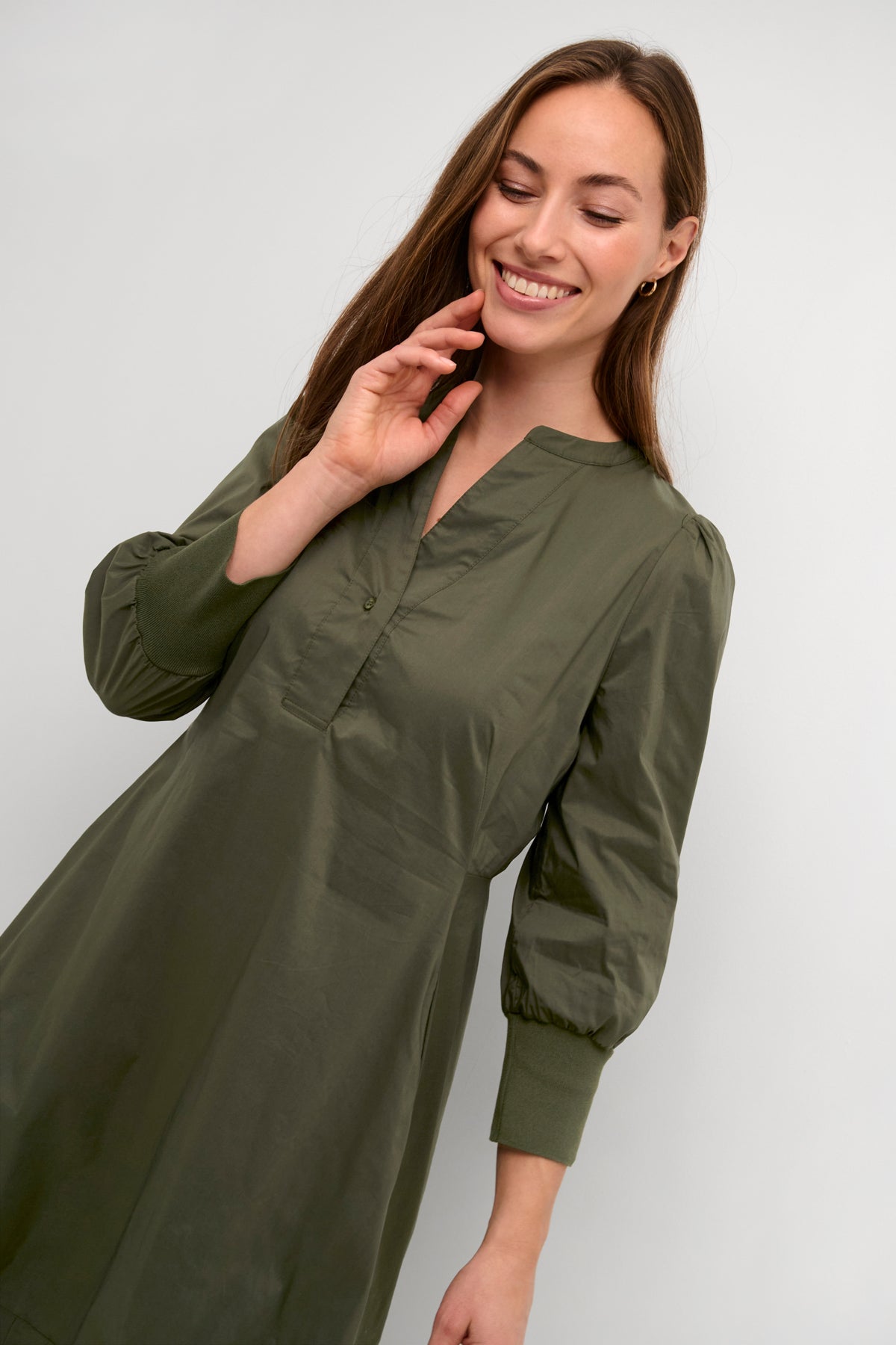 CULTURE Antoinett 3/4 sleeve Dress Burnt Olive
