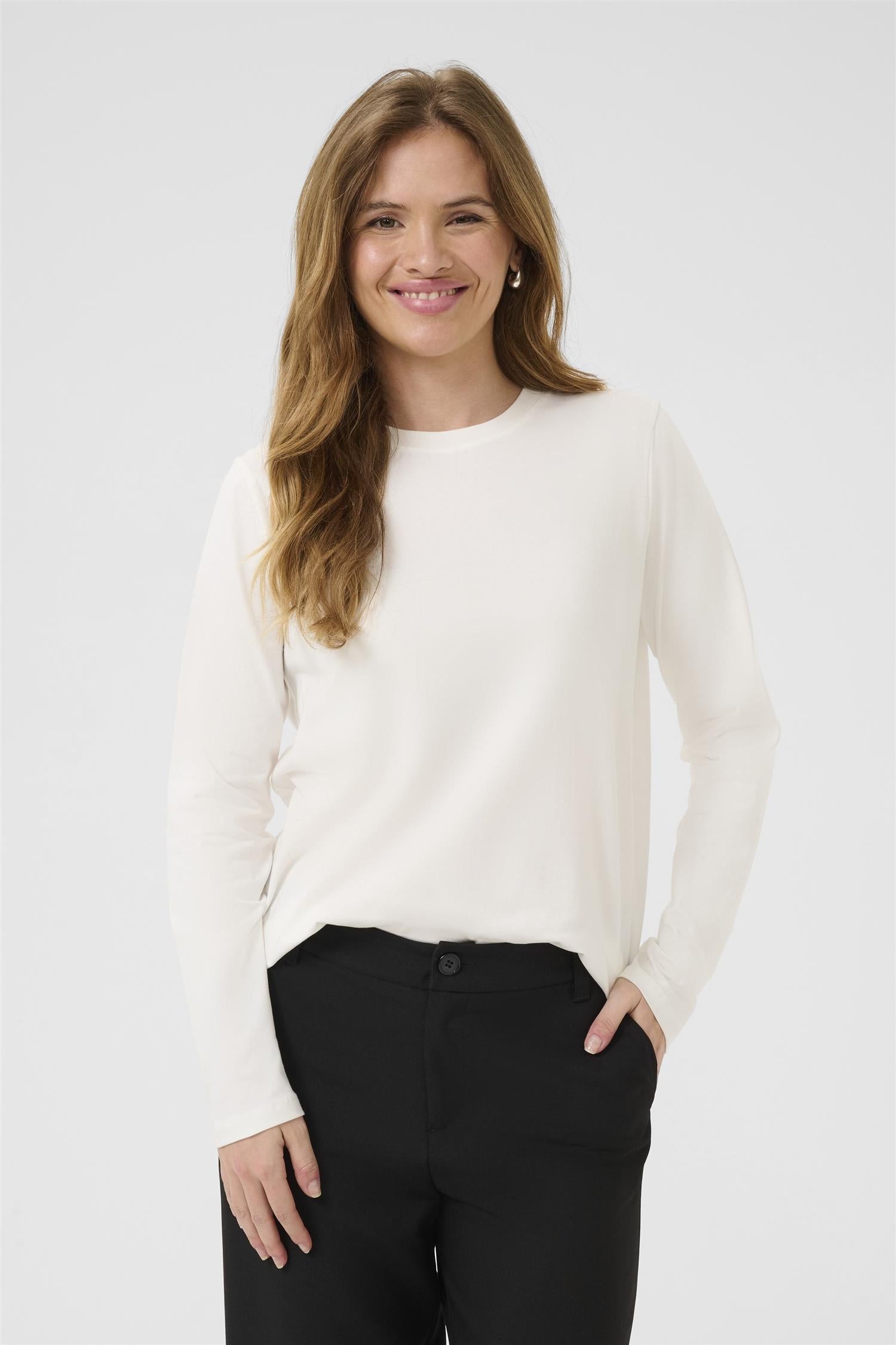 CULTURE Base T-Shirt LS Krem