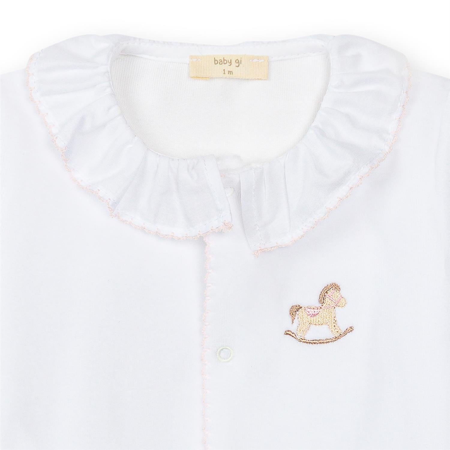 BABY GI Velourdress m/Fot,Rocking Horse Hvit/Rosa