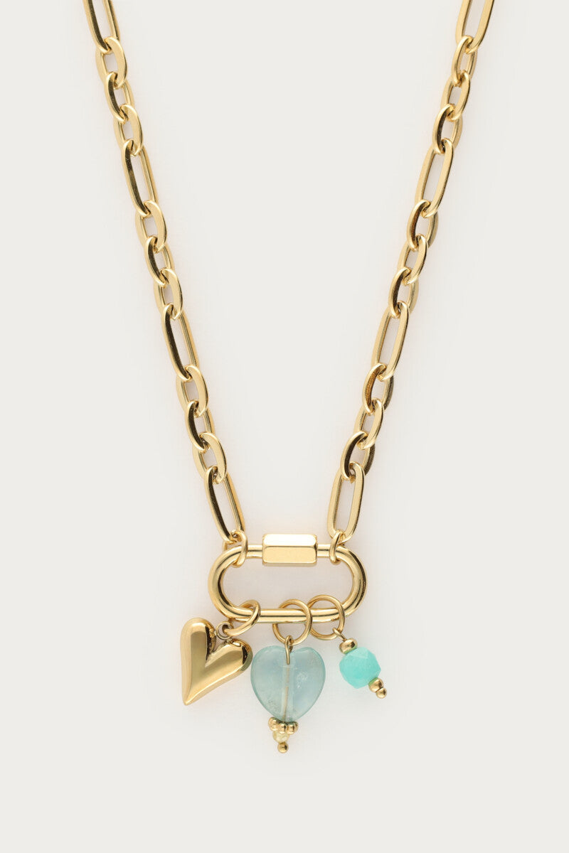 MY JEWELLERY Botanical chain necklace with green charms - Farmor Ingvarda