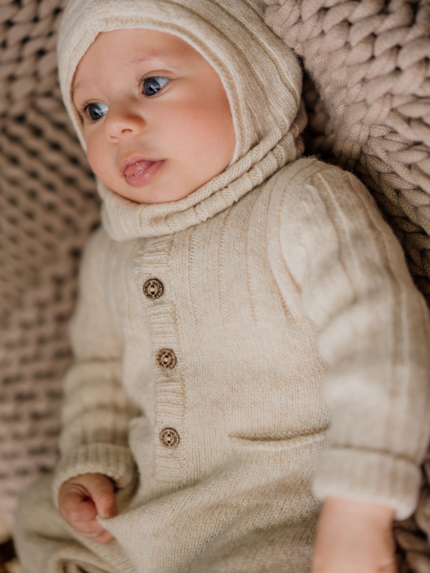 WEDOBLE Strikket Dress Ribb,Ull Beige Melert