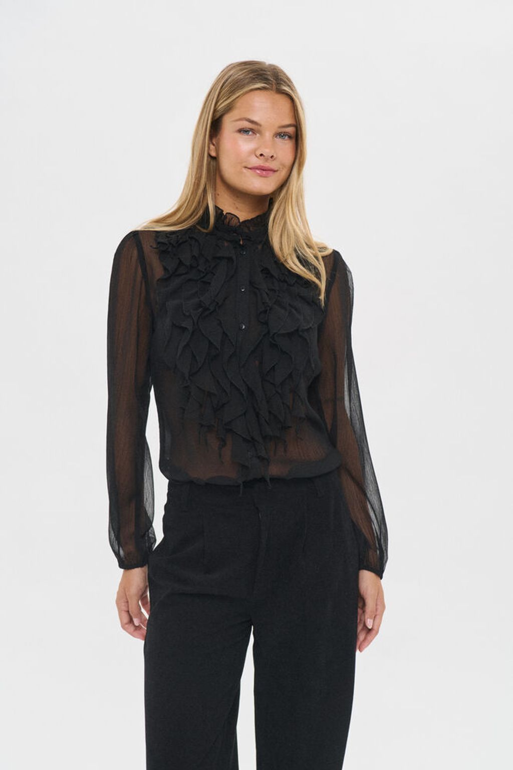 SAINT TROPEZ Lilja Crinkle Shirt Black