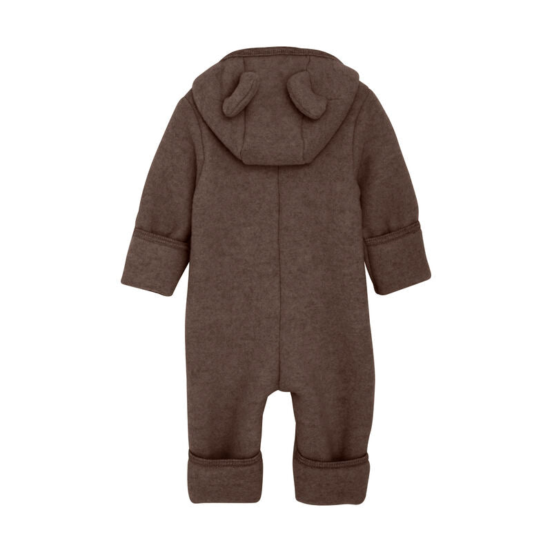 HUTTELIHUT Babydress m/ører,Ullfleece Brown Melange
