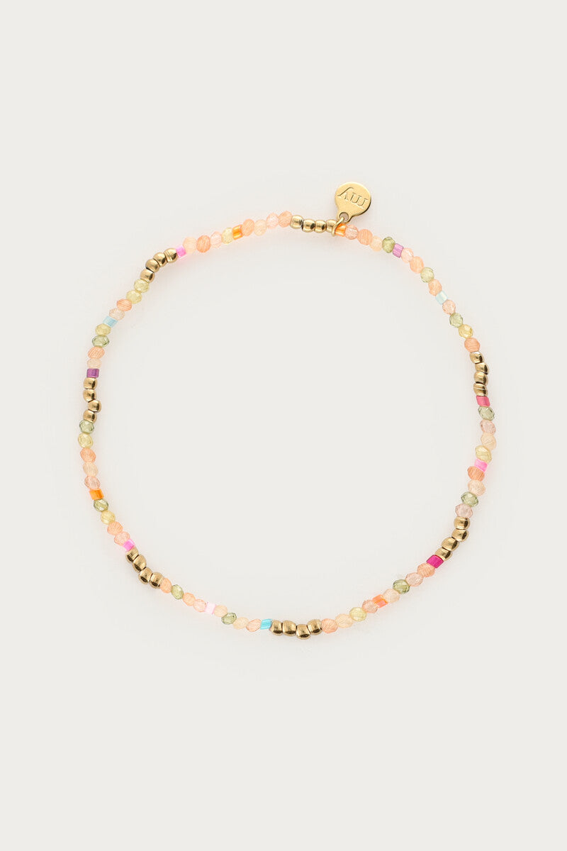 MY JEWELLERY Botanical elastic bracelet with green beads - Farmor Ingvarda