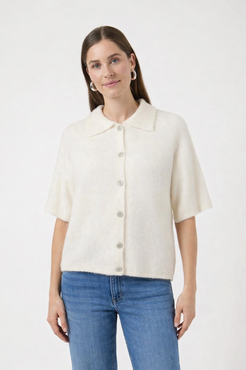 YAS Yasdura Knit Cardigan Creme - Farmor Ingvarda