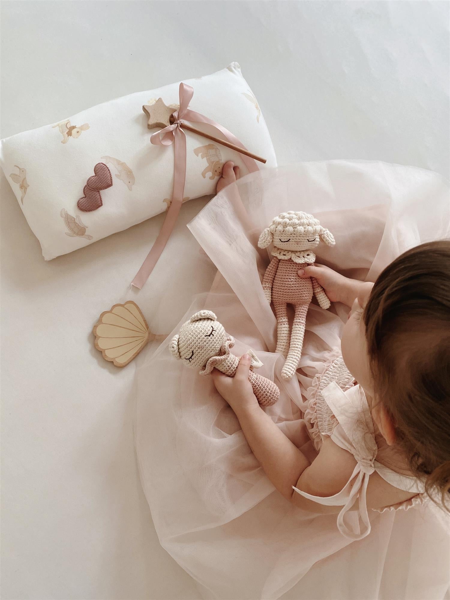 PATTI OSLO Rangle m/bjelle,Tiffani Teddy Krem/Rosa - Farmor Ingvarda