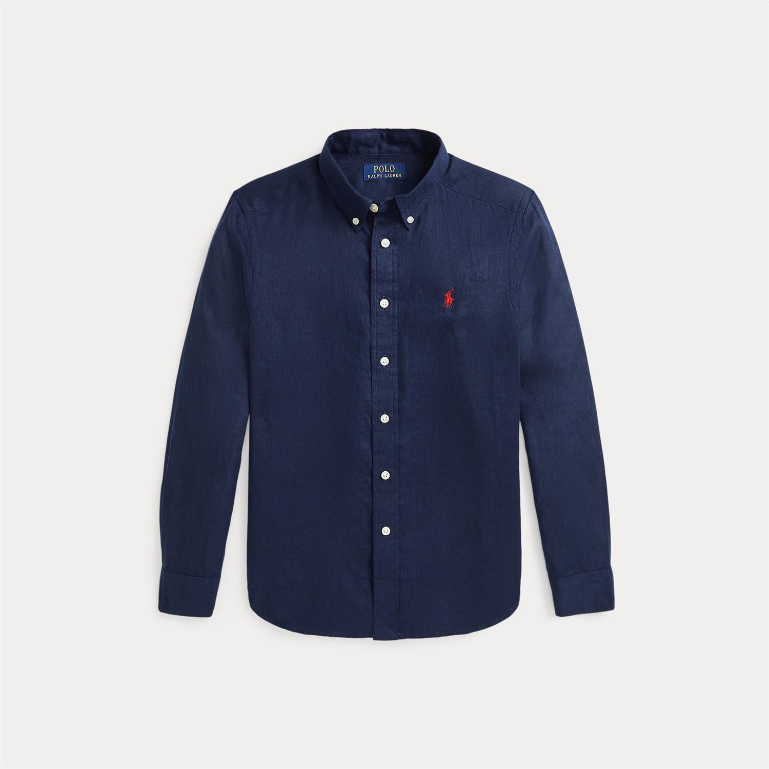 RALPH LAUREN 8-16År Lin skjorte Mørkeblå