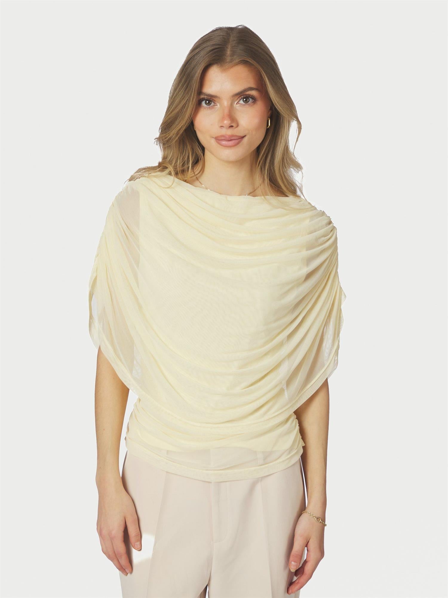 NEO NOIR Cottuna Drapy Mesh Top - Farmor Ingvarda