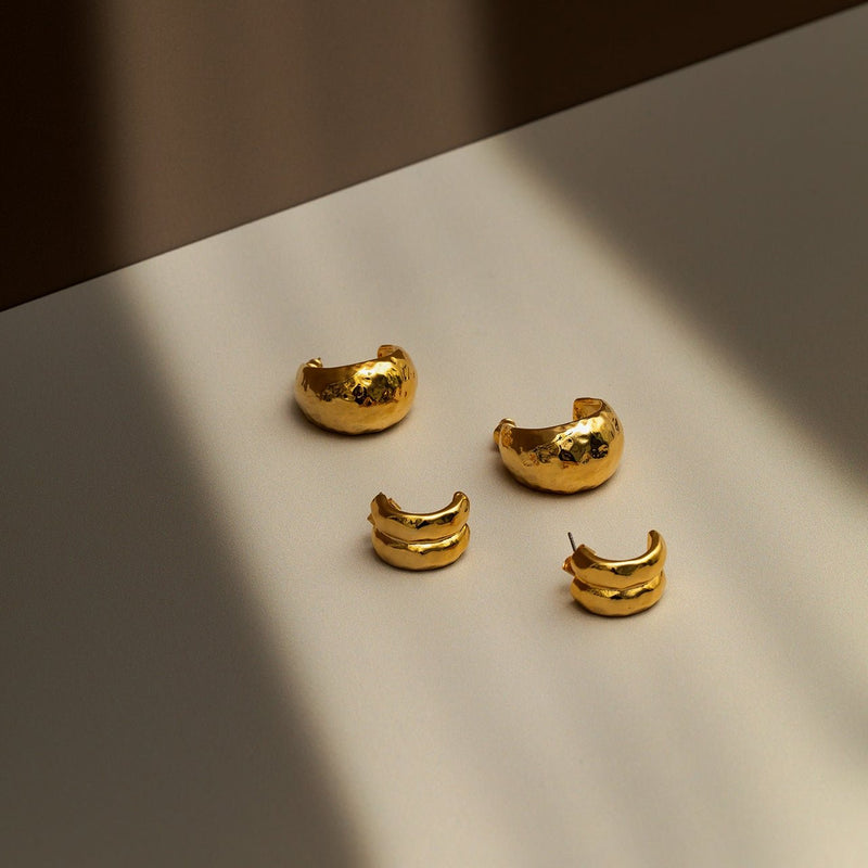 ORELIA Polished hammered hoops Gull