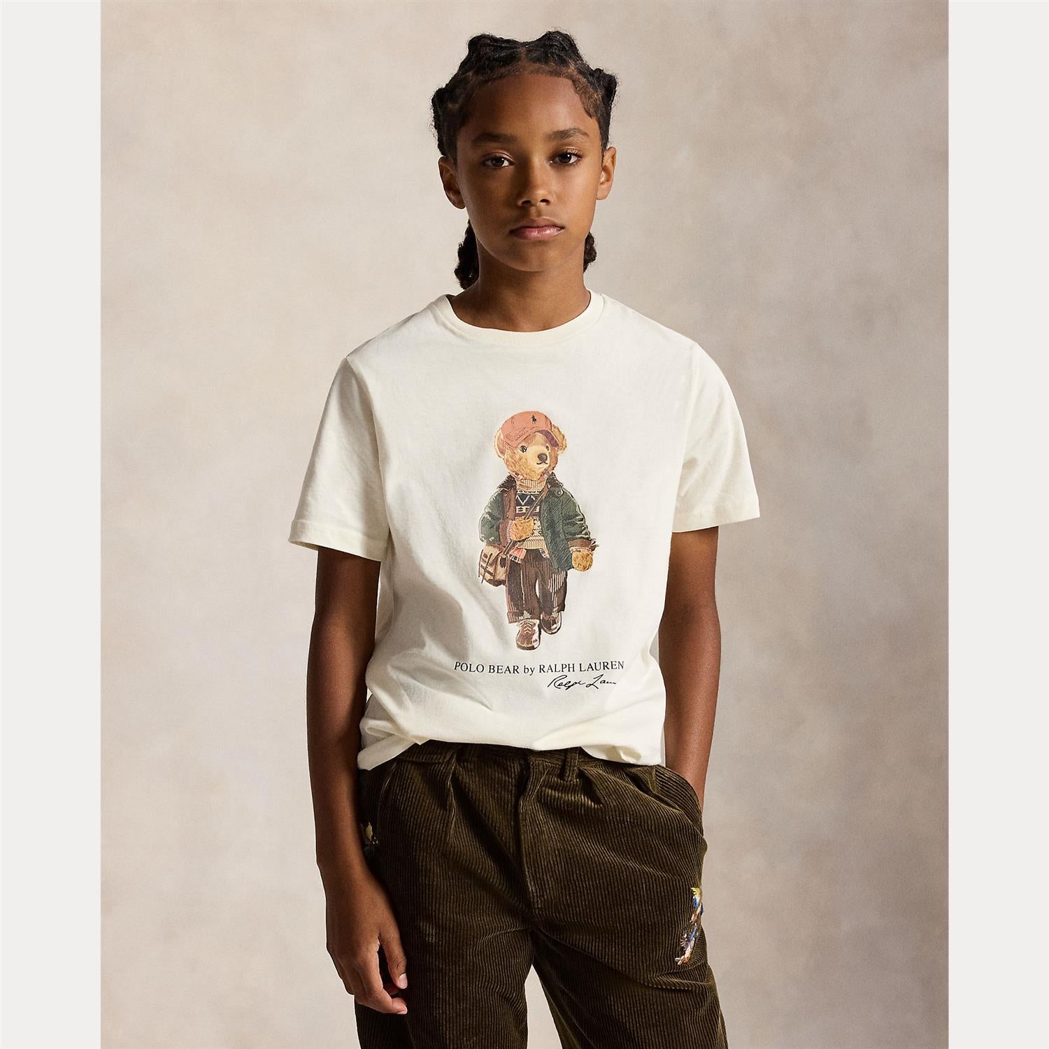RALPH LAUREN 8-16År Polo Bear T-skjorte Krem