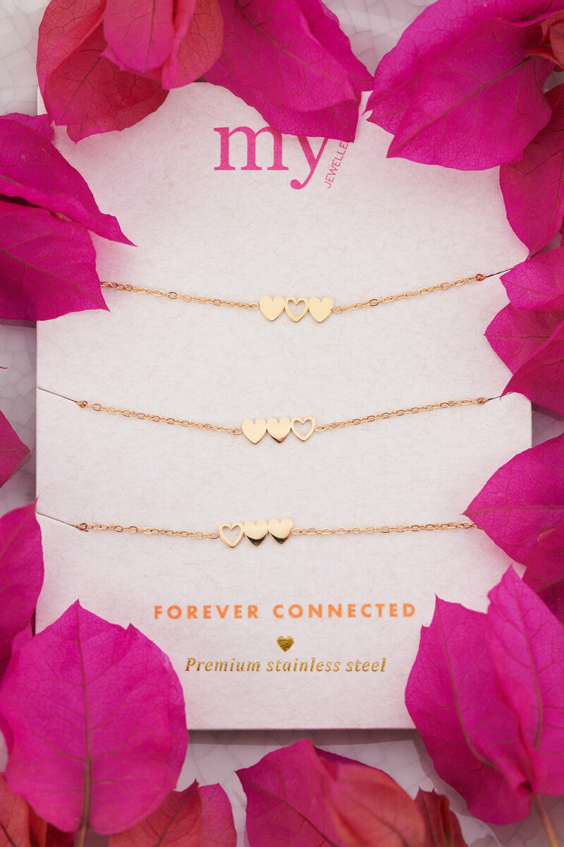 My Jewellery Bracelet set triple heart