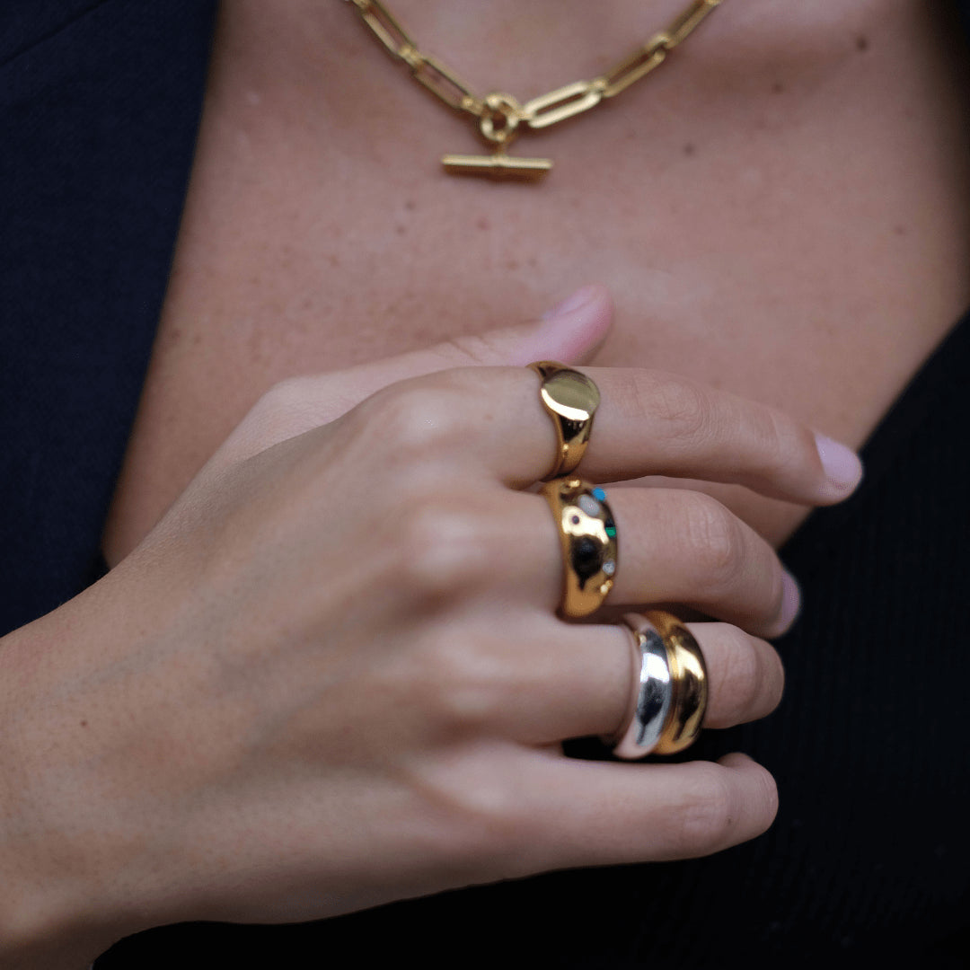 ORELIA Luxe Domed Ring M/L Gold