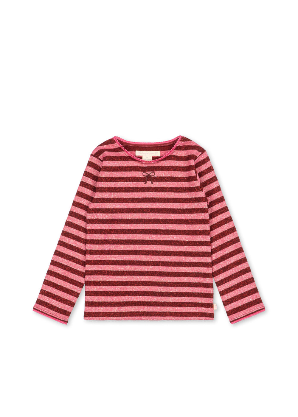 KONGES SLØJD Roli Topp med glitter og striper for barn, overdel i mykt stoff, rosa og hvite farger.