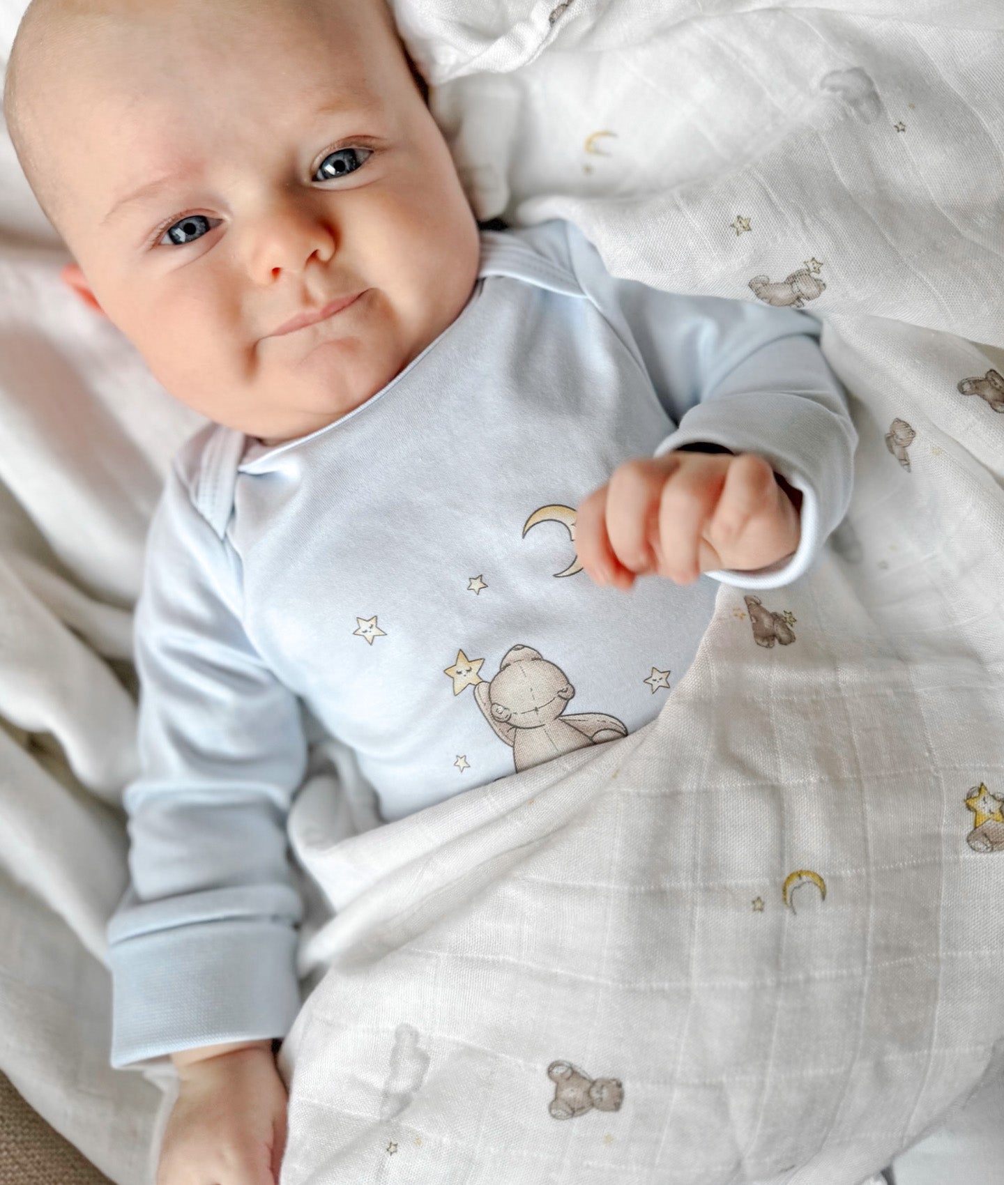 LIVLY Teddy Dreams Cover Footie Dus Blå