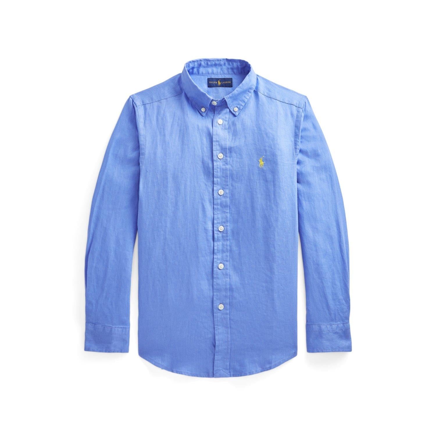 RALPH LAUREN 8-16År Linen Sport Shirt,Teens Mellomblå