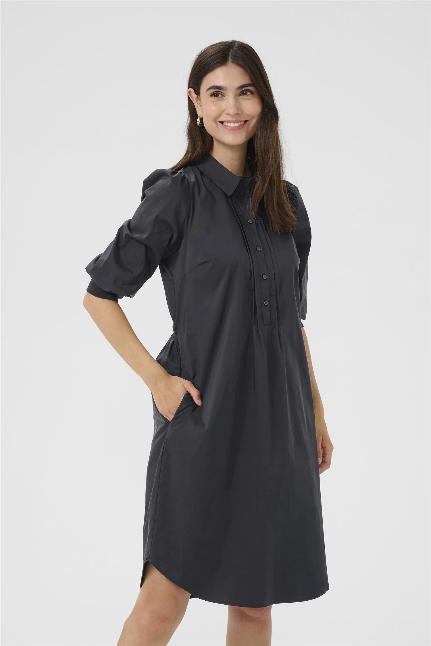 CULTURE Toyam Antoinett Rib Dress Svart
