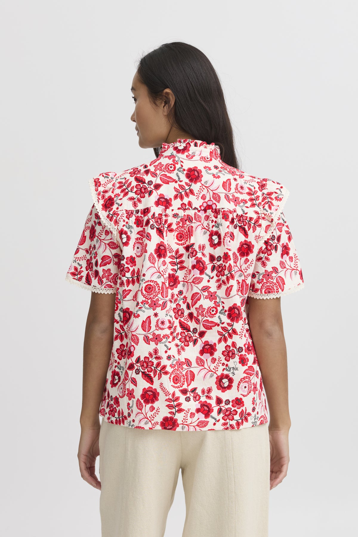ATELIER RÊVE Iranna Short Sleeve Blouse Rød