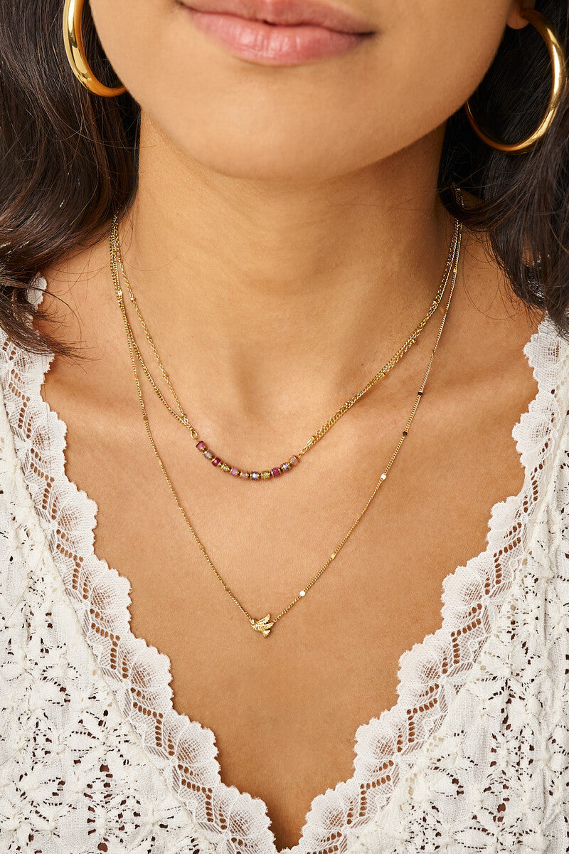 MY JEWELLERY Botanical necklace with mini multicoloured beads - Farmor Ingvarda