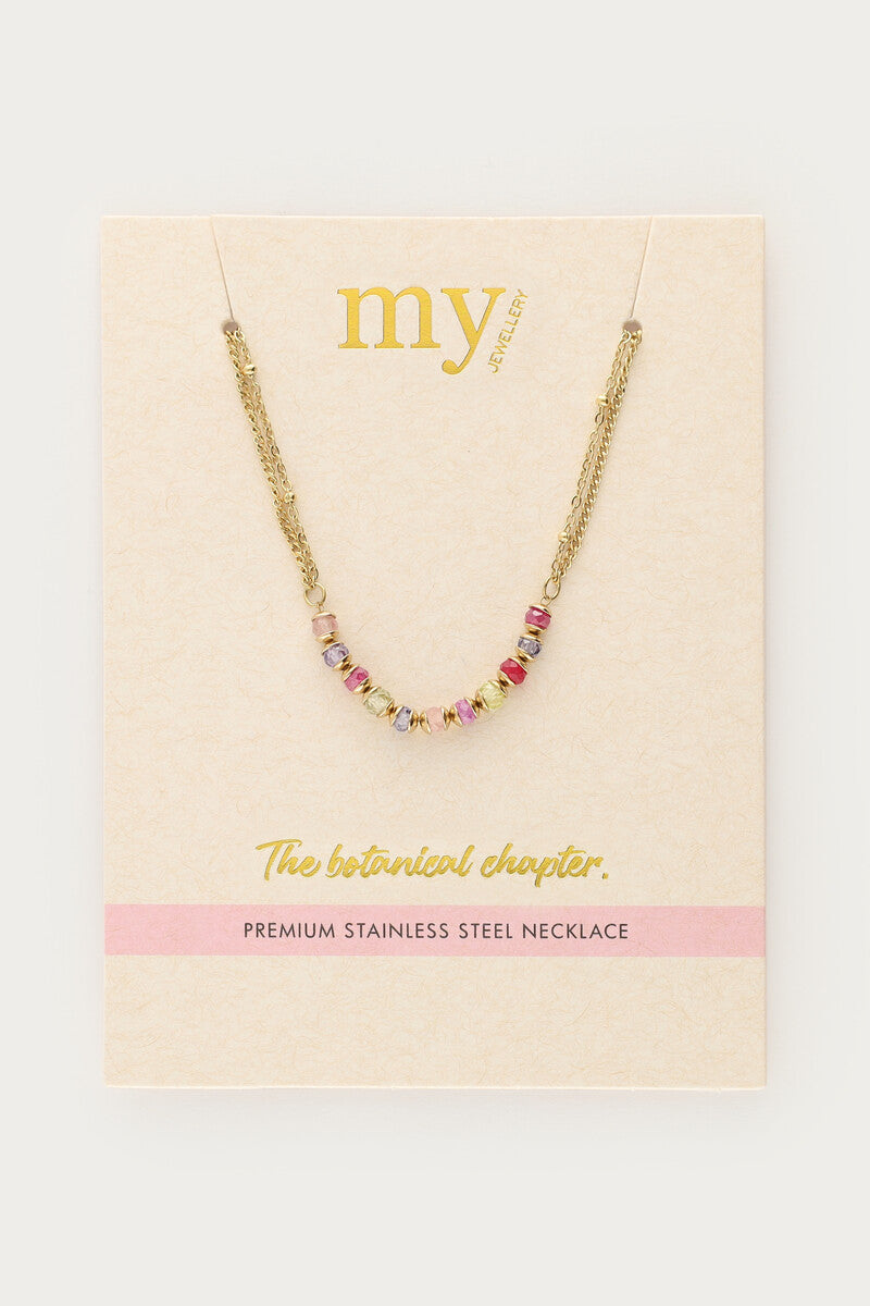 MY JEWELLERY Botanical necklace with mini multicoloured beads - Farmor Ingvarda