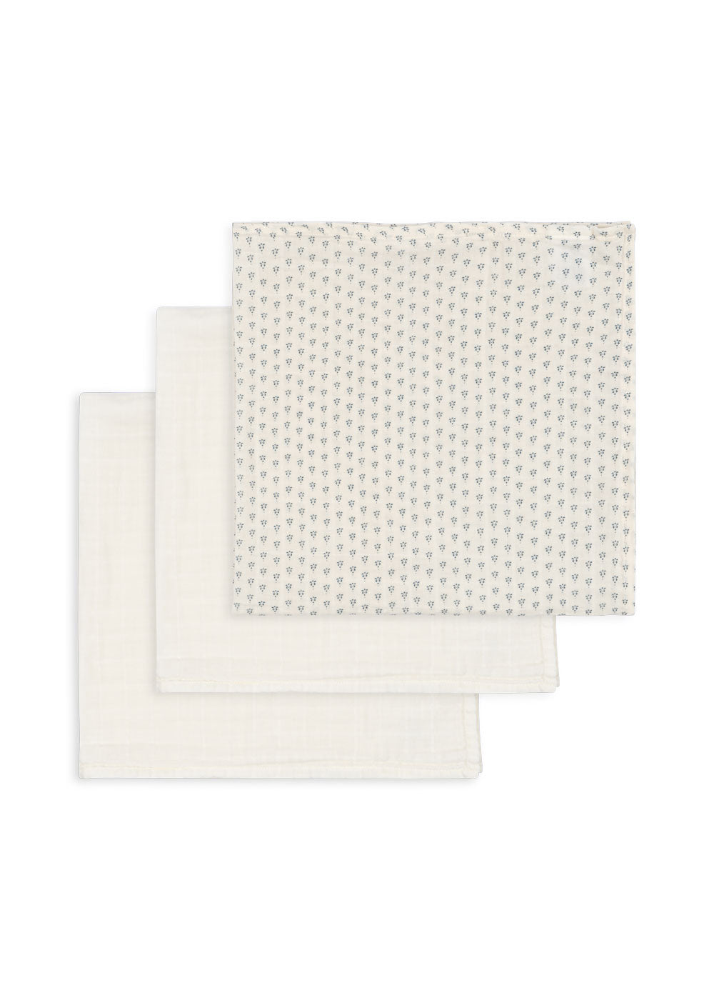 FANGA FONTANA av Konges Sløjd baby muslintørklær i krem og blå, 3-pack med myke, luftige materialer.
