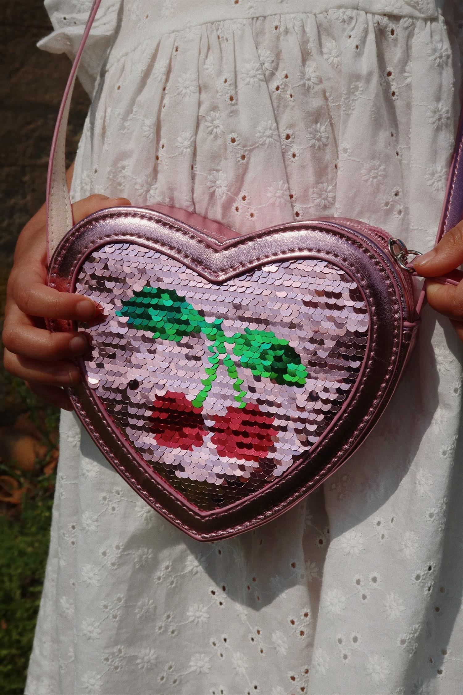 KONGES SLØJD Tut Heart Sequin Bag Rosa