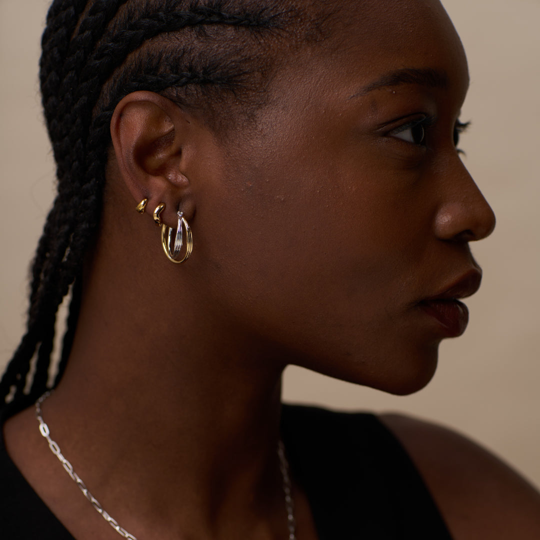 ORELIA Mixed plate Interlocking Hoop Earrings