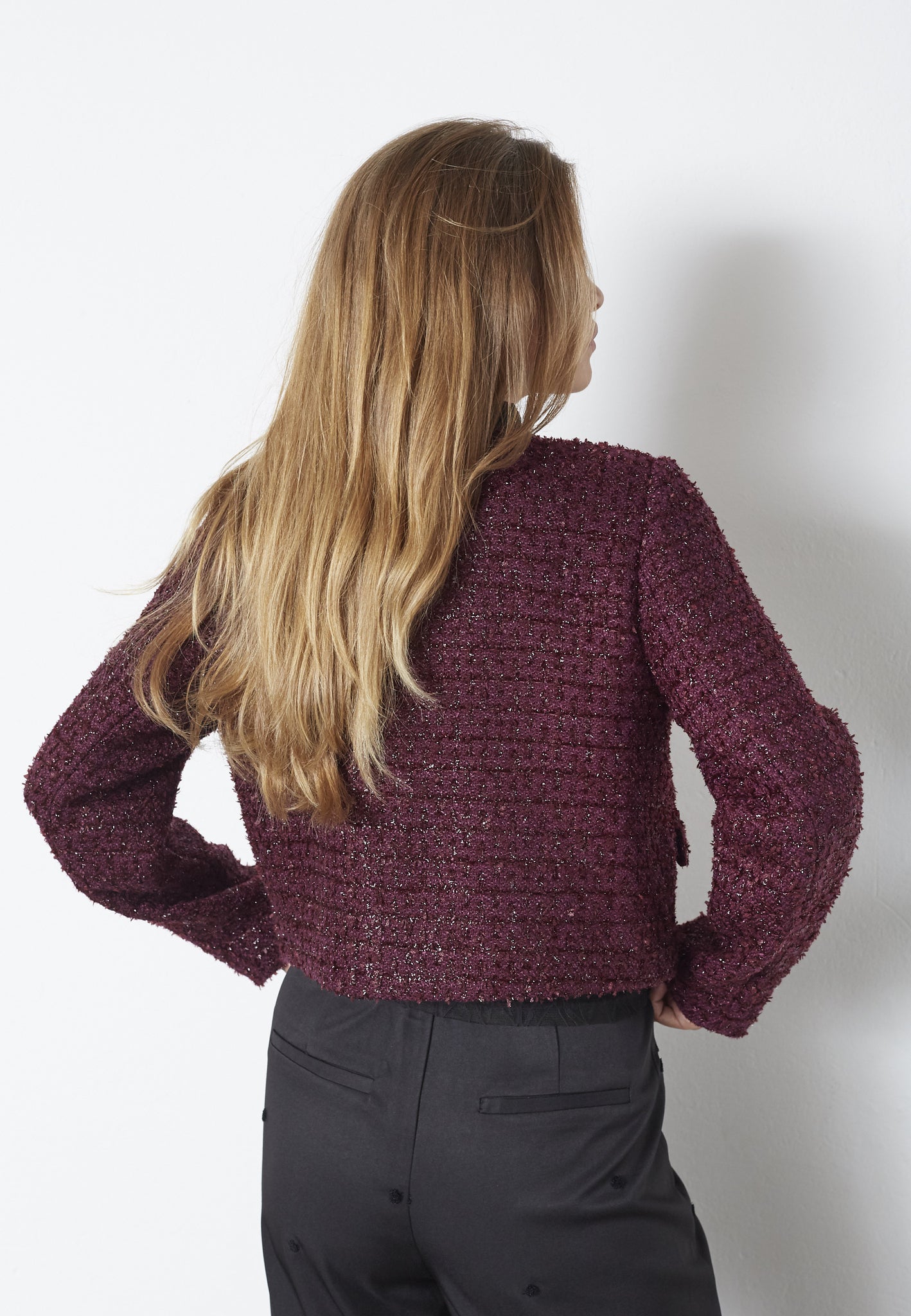CO´ COUTURE Peach Boucle Jacket Plum