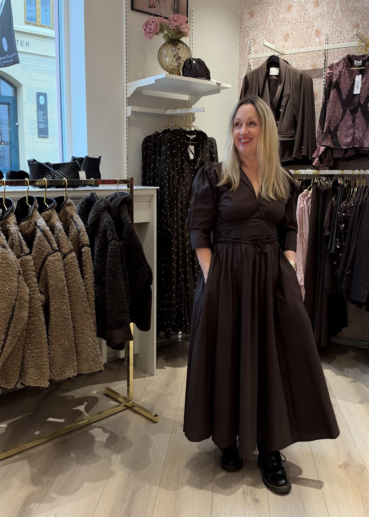 MISSMAYA Maria Dress Chocolate Poplin