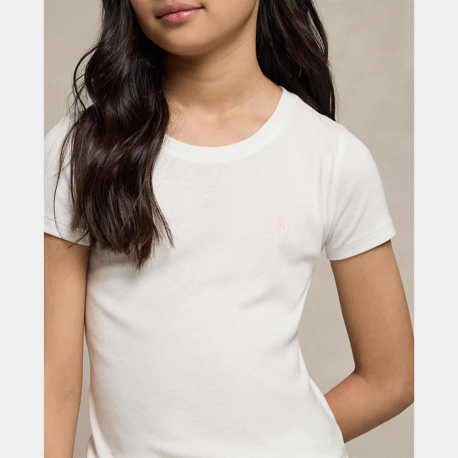 RALPH LAUREN 8-16År T-skjorte liten logo,Jente Hvit