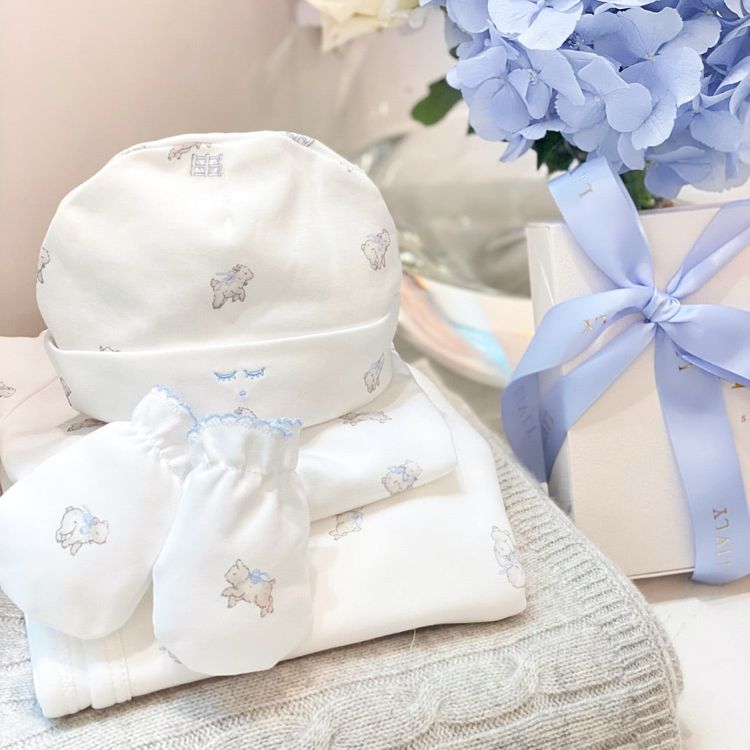 LIVLY Counting Sheep Hand Knits Hvit/Blå