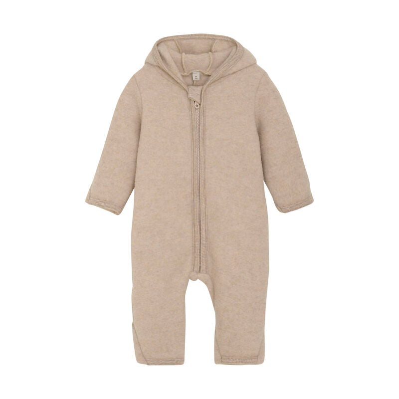 HUTTELIHUT Babydress m/ører,Ullfleece Camel Melange