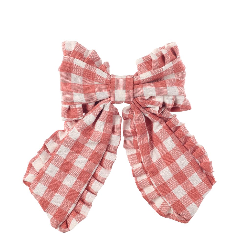 ROCKAHULA Kids Gingham Ruffle Long Bow Clip - Farmor Ingvarda