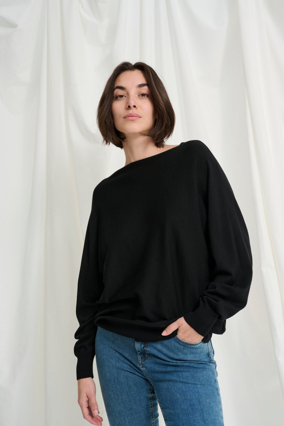 CULTURE Annemarie batwing jumper Sort