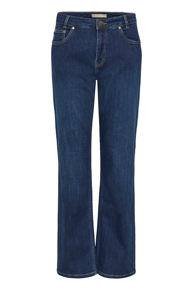 Kvinnelige CULTURE Tali Milo Ami jeans, dameunderdeler i denim, vist på modell.