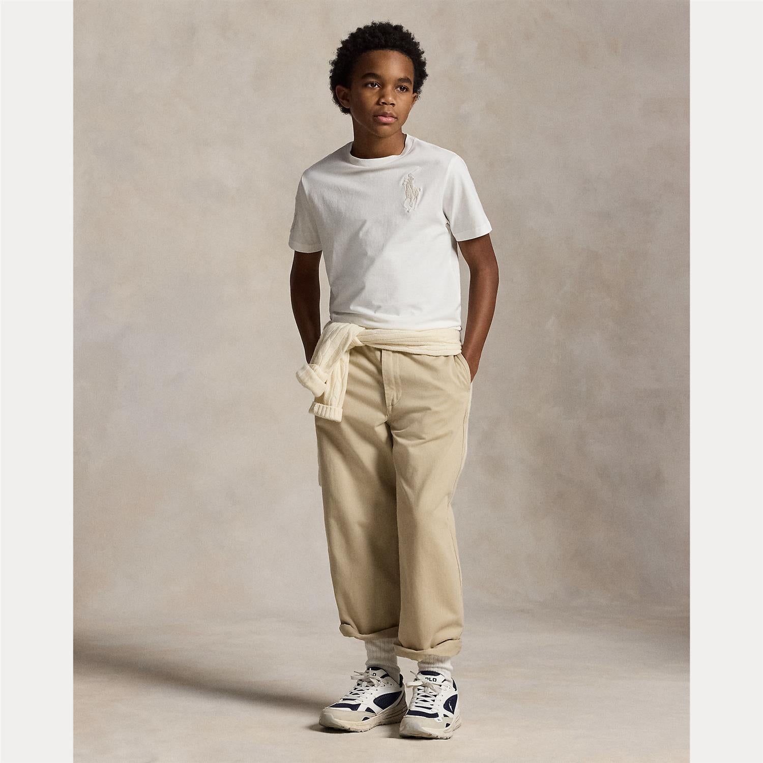 RALPH LAUREN 8-16År T-skjorte Stor Logo Off-White