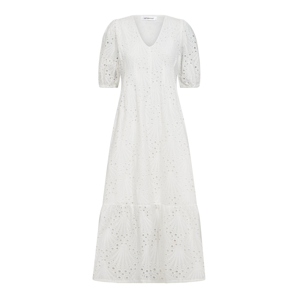 CO´ COUTURE Naya Anglaise Pleat Dress White